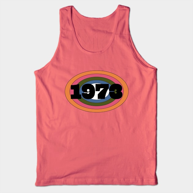 Year 1973 Rainbow Ellipse Vintage Typography Tank Top by ellenhenryart